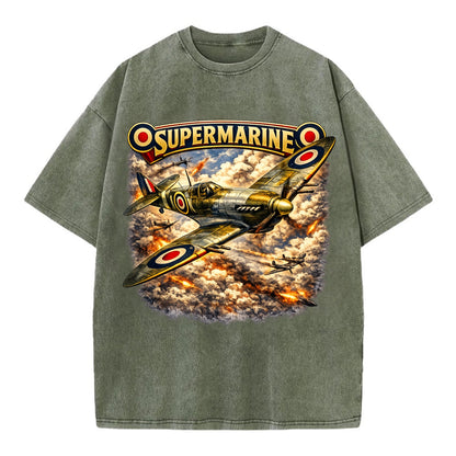 Supermarine Spitfire - Vintage T-shirt - Army Green