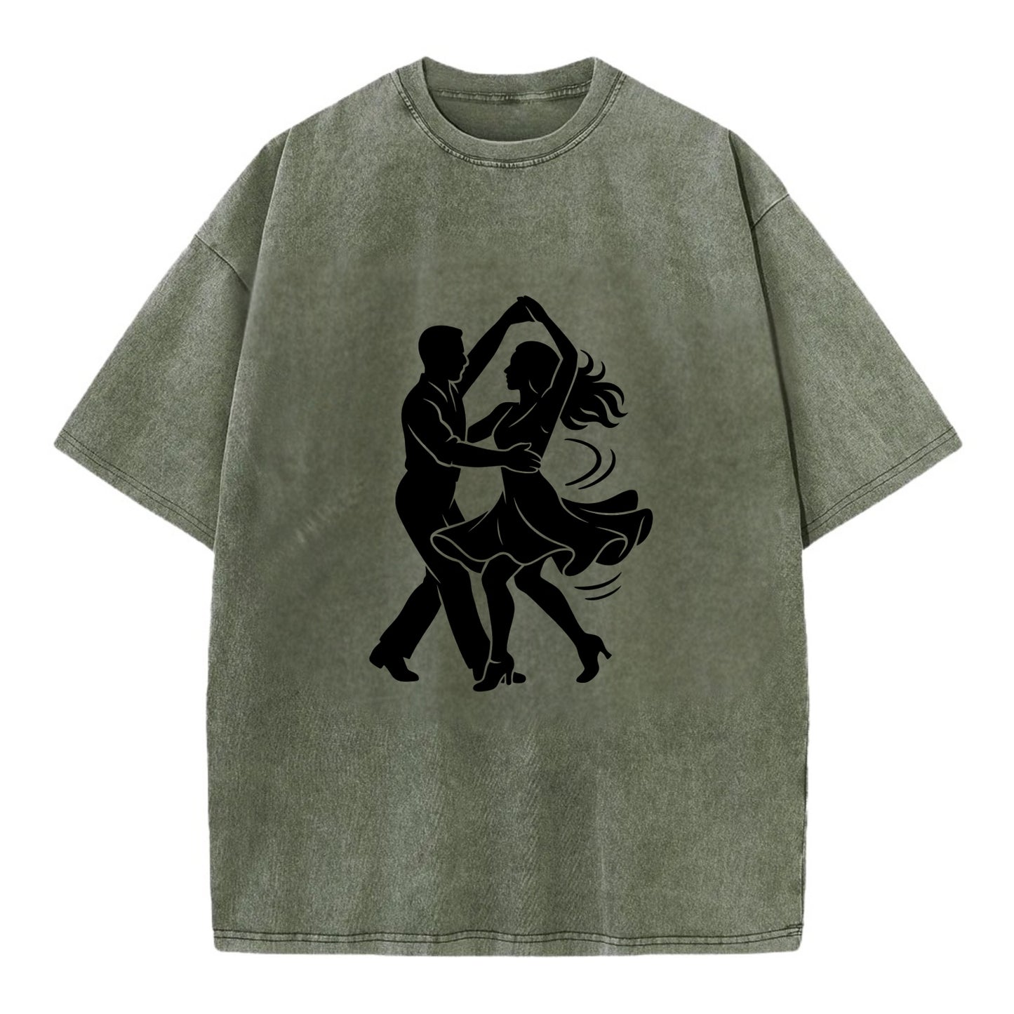 Salsa dancers spinning turn - Vintage T-shirt - Army Green