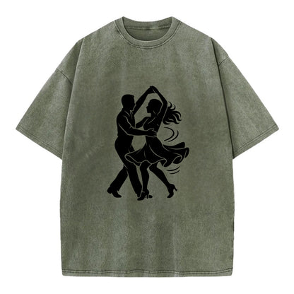 Salsa dancers spinning turn - Vintage T-shirt - Army Green