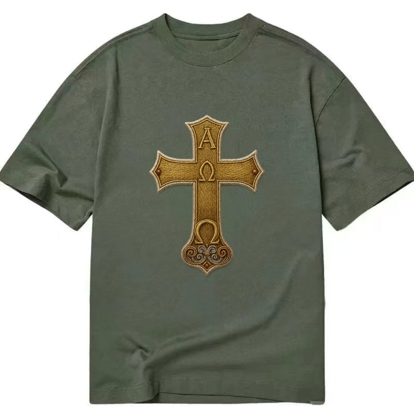 Alpha Omega Cross  - Classic T-shirt - Army Green
