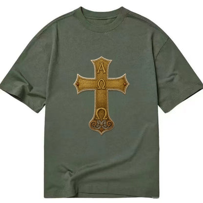 Alpha Omega Cross  - Classic T-shirt - Army Green