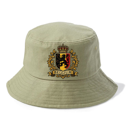 Belgium Lion Emblem (black Lion Rampant, Black/yellow/red Shield) Bucket Hat - Army Green