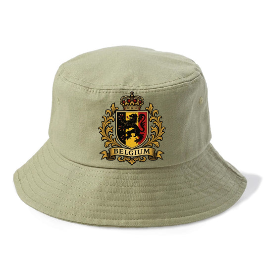 Belgium Lion Emblem (black Lion Rampant, Black/yellow/red Shield) Bucket Hat - Army Green