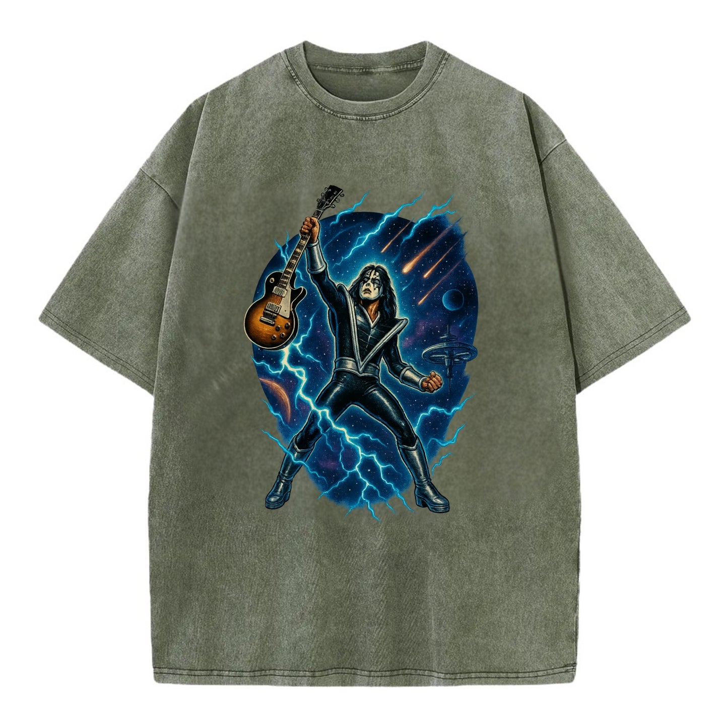 Ace Frehley Cosmic Solo - Vintage T-shirt - Army Green