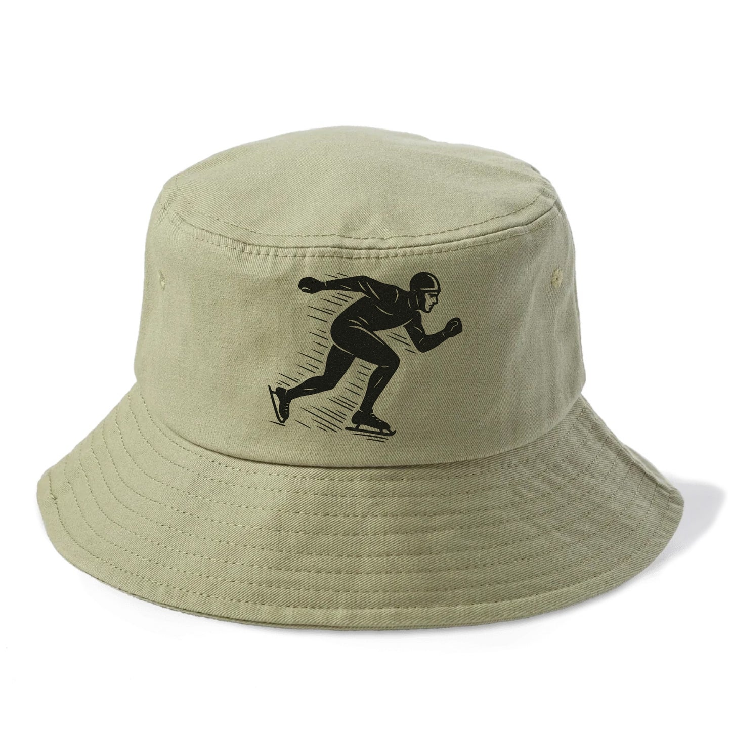 Speed skater in racing crouch - Bucket Hat - Army Green