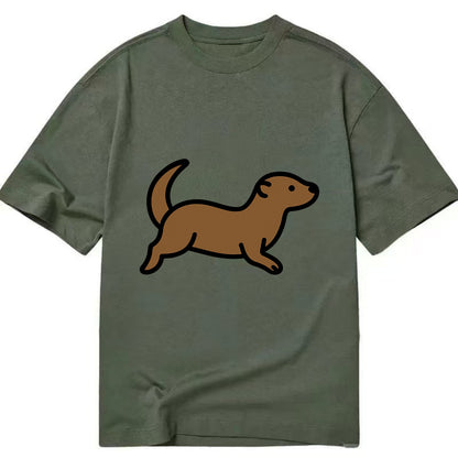 Otter - Brown sleek swimming pose flat side profile - Classic T-shirt - Army Green