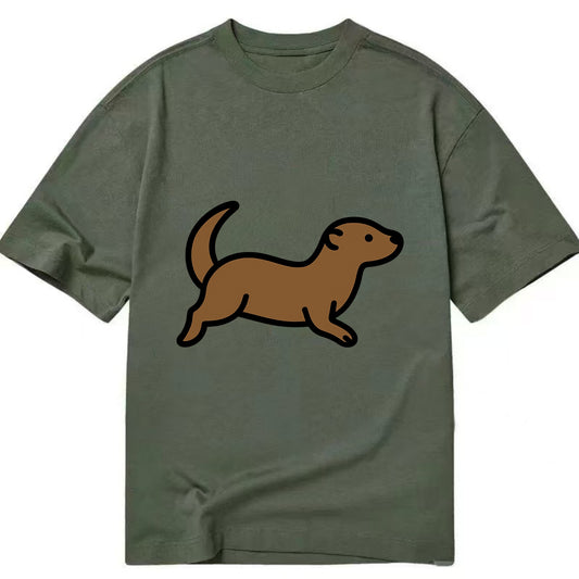 Otter - Brown sleek swimming pose flat side profile - Classic T-shirt - Army Green