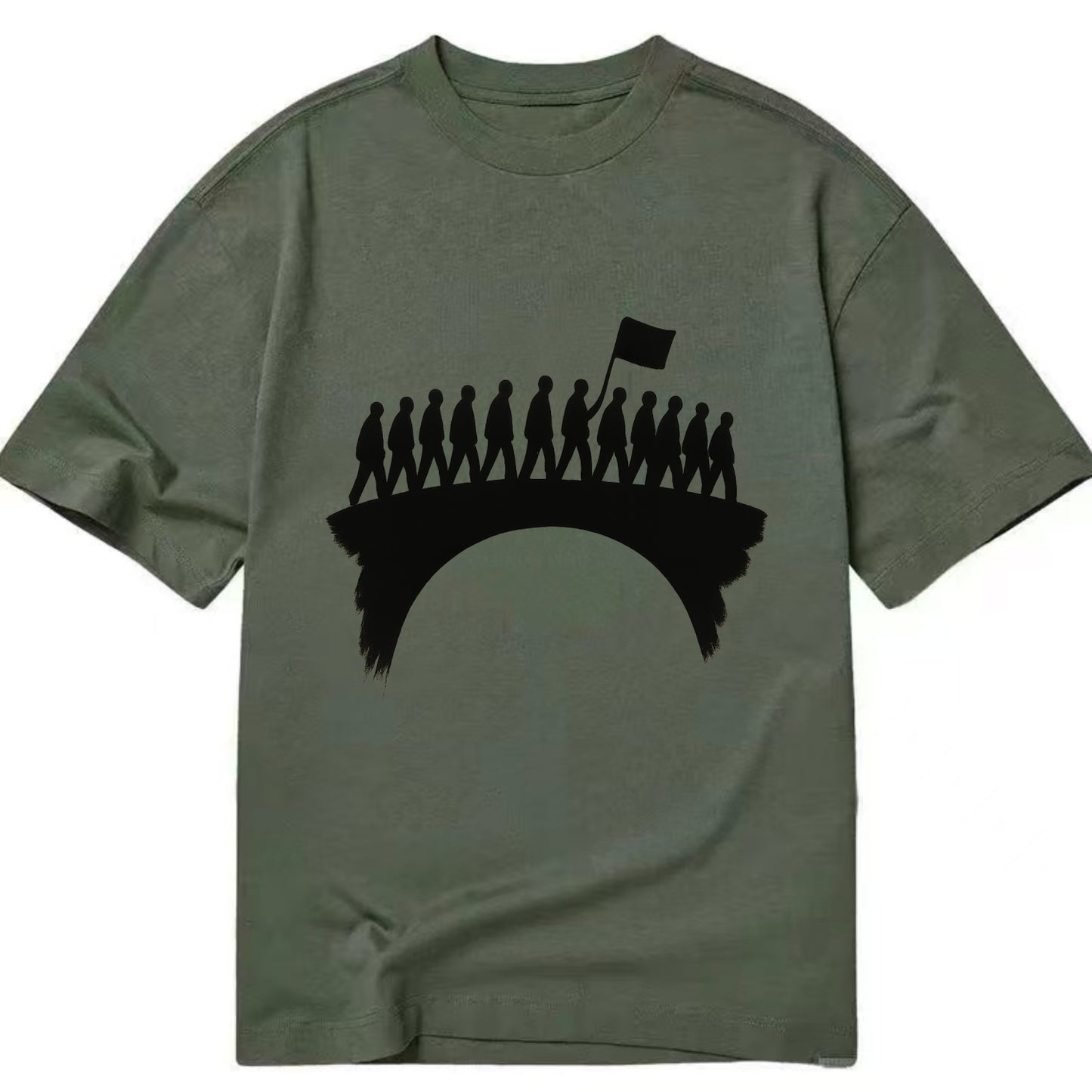 March on bridge silhouette - historic protest ink painting - Classic T-shirt - Army Green