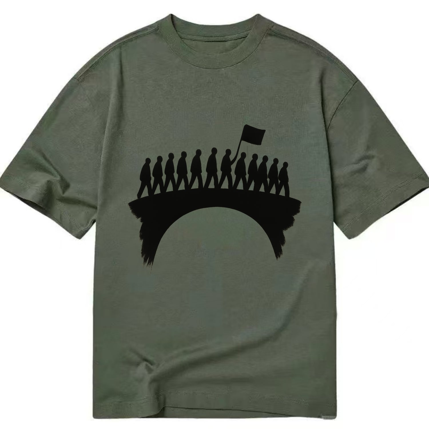 March on bridge silhouette - historic protest ink painting - Classic T-shirt - Army Green