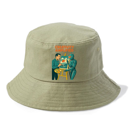 Artist and AI creating beautiful masterpiece together - "Creativity Amplified" - - Bucket Hat - Army Green