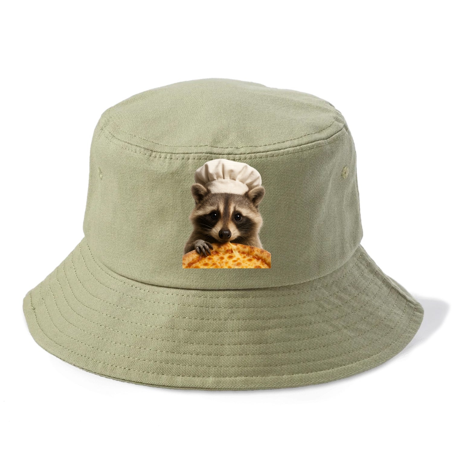 Pizza Dad Raccoon  - Bucket Hat - Army Green