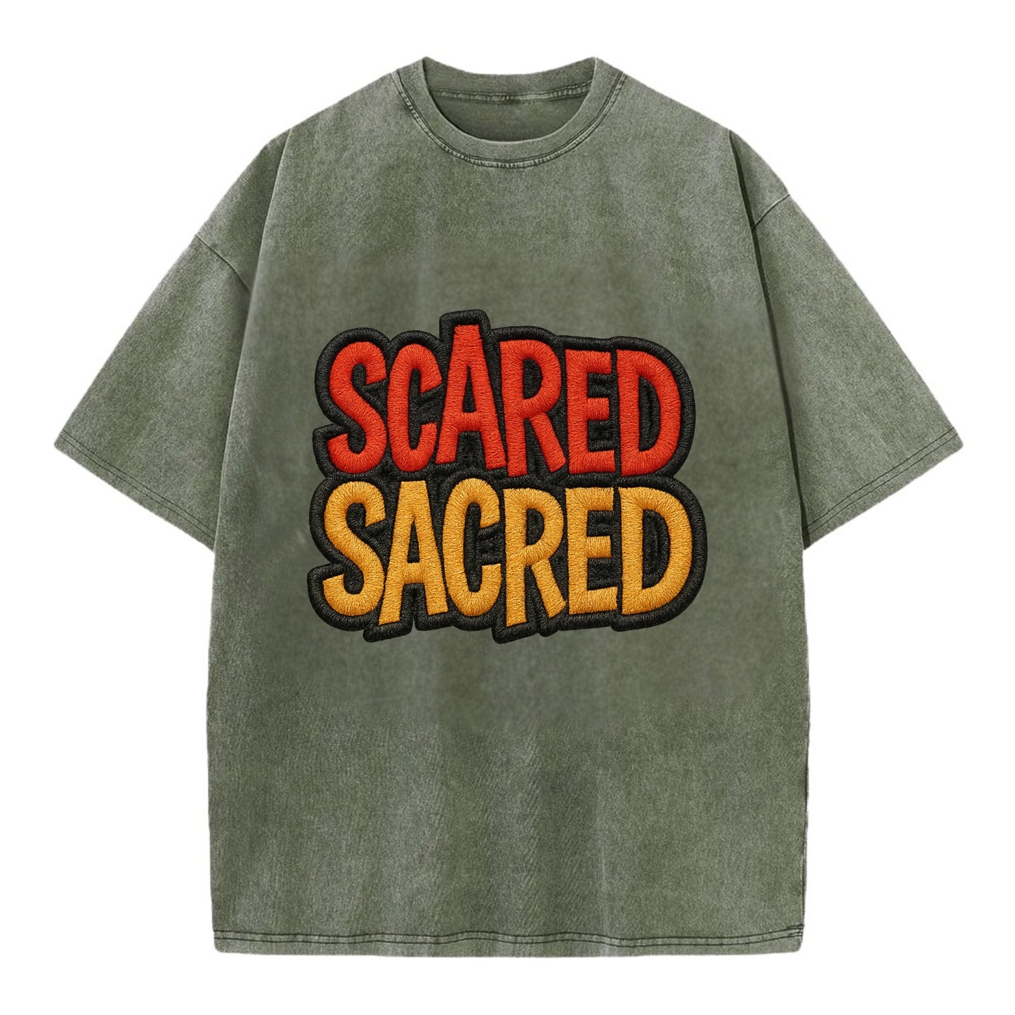 SCARED;SACRED JOURNEY Spiritual Purple Hat - Vintage T-shirt - Army Green