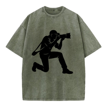 Photographer capturing perfect shot - Vintage T-shirt - Army Green