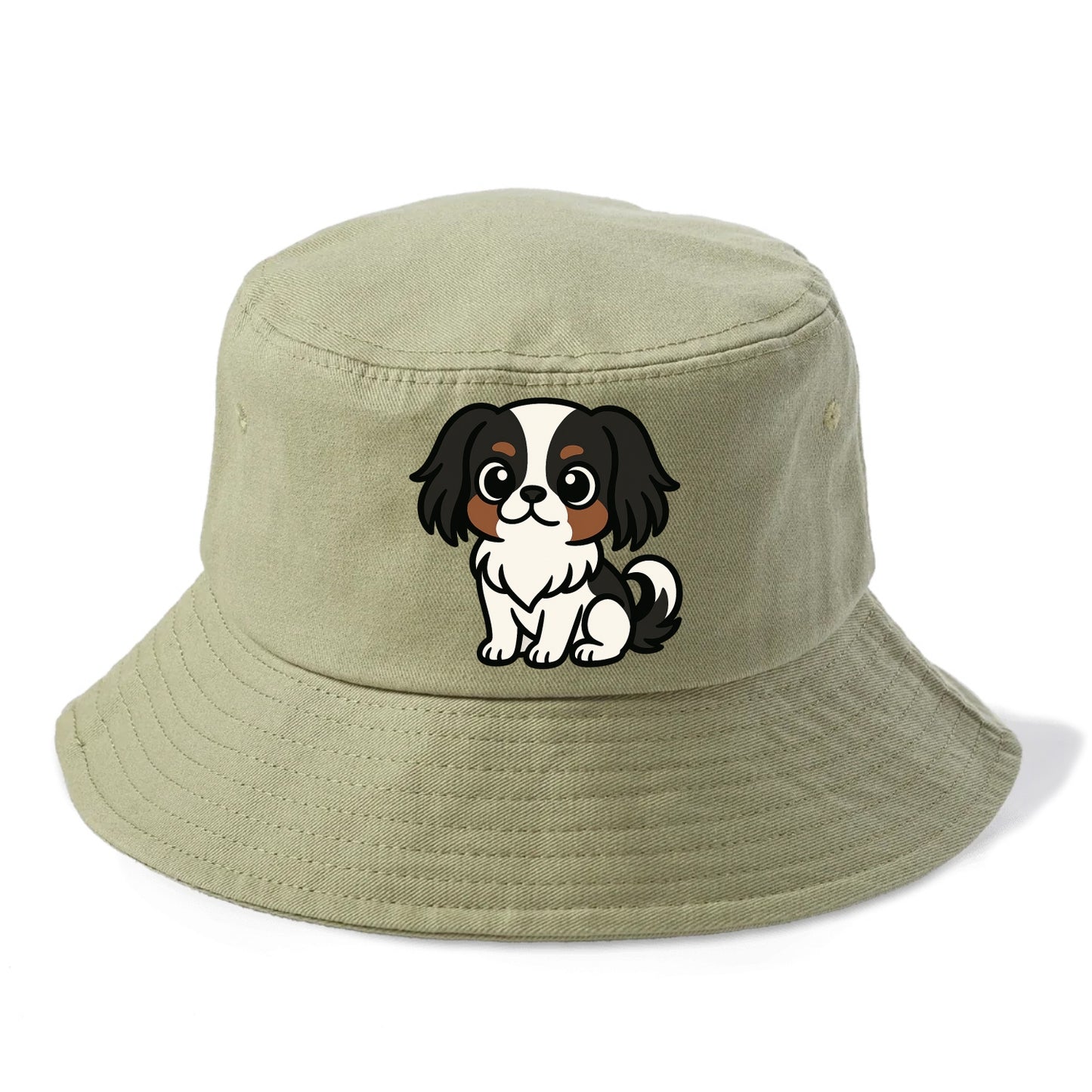 Japanese Chin - Black and white sitting pose - Bucket Hat - Army Green