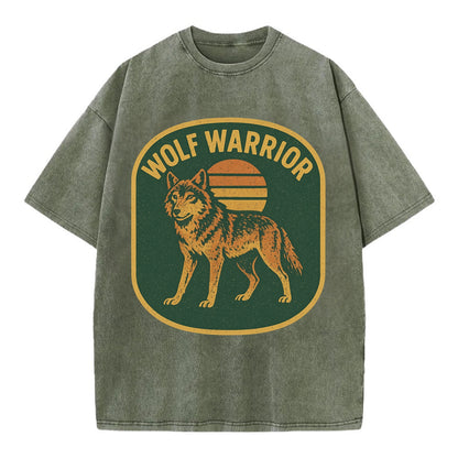 Wolf Warrior  - Vintage T-shirt - Army Green