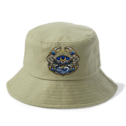 CANCER CRAB - protective crab in silver and blue , water sign - Bucket Hat - Army Green