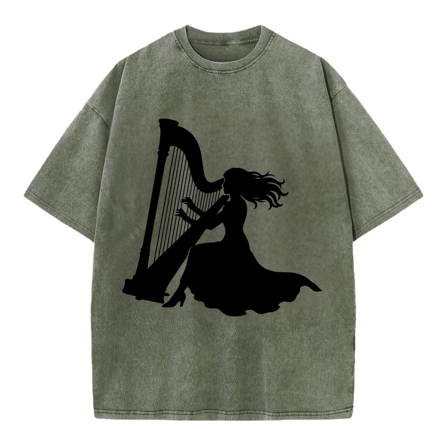 Harpist playing ethereal melody - Vintage T-shirt - Army Green