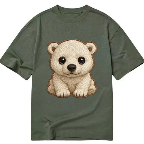 Baby Polar Bear Cub - white fluffy, black nose, dark curious eyes, front-facing, - Classic T-shirt