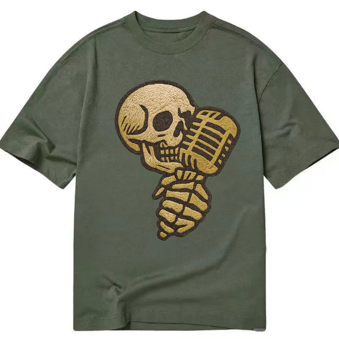 Skull Microphone  - Classic T-shirt - Army Green