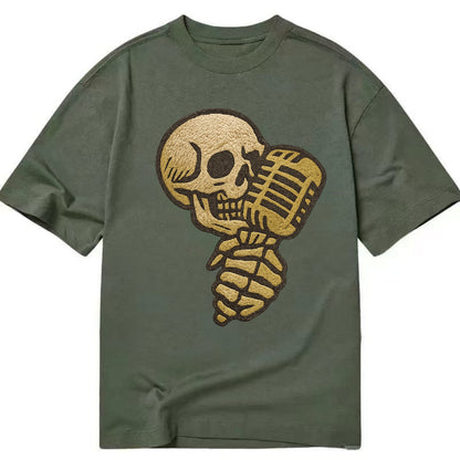 Skull Microphone  - Classic T-shirt - Army Green