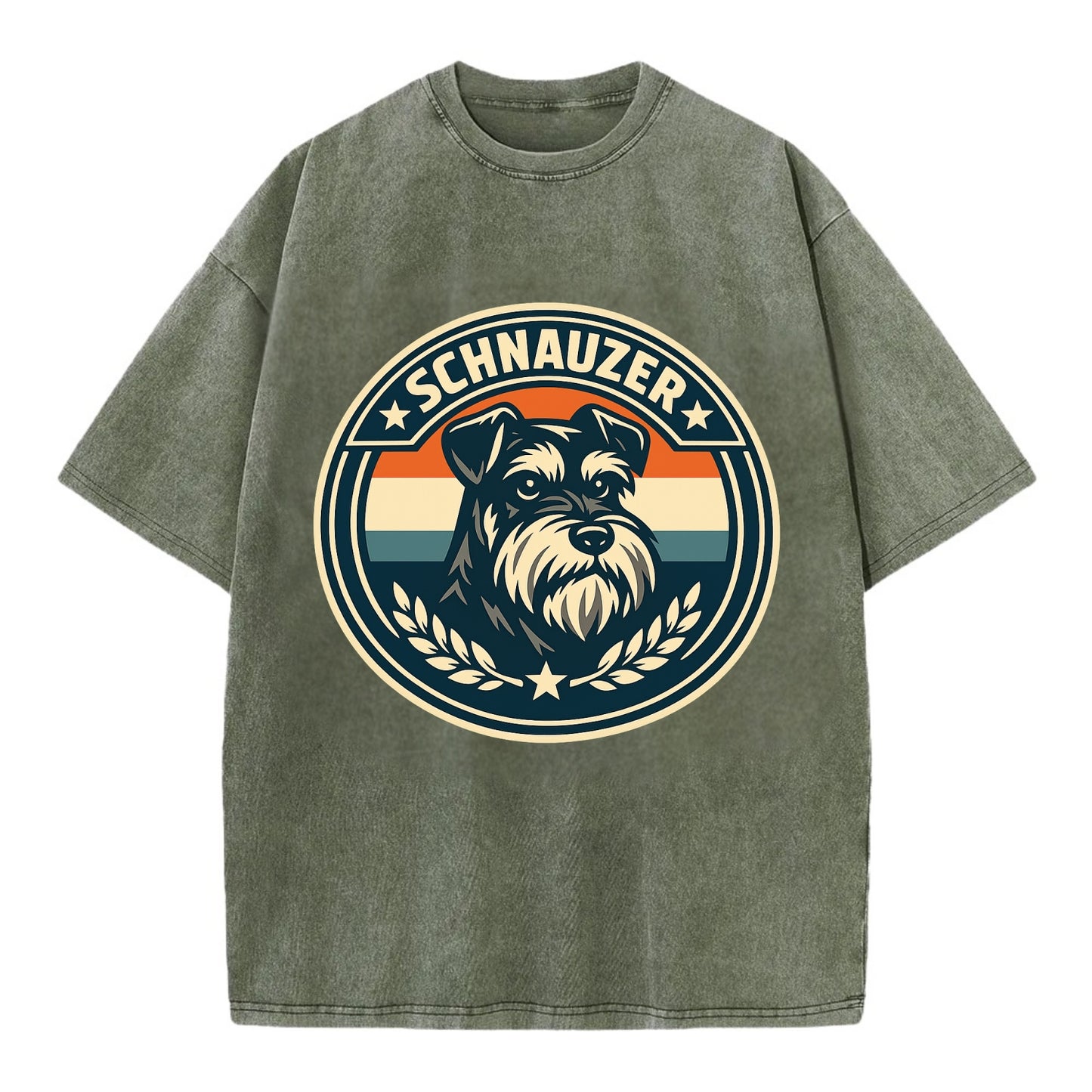 Noble Schnauzer Emblem - Vintage T-shirt - Army Green