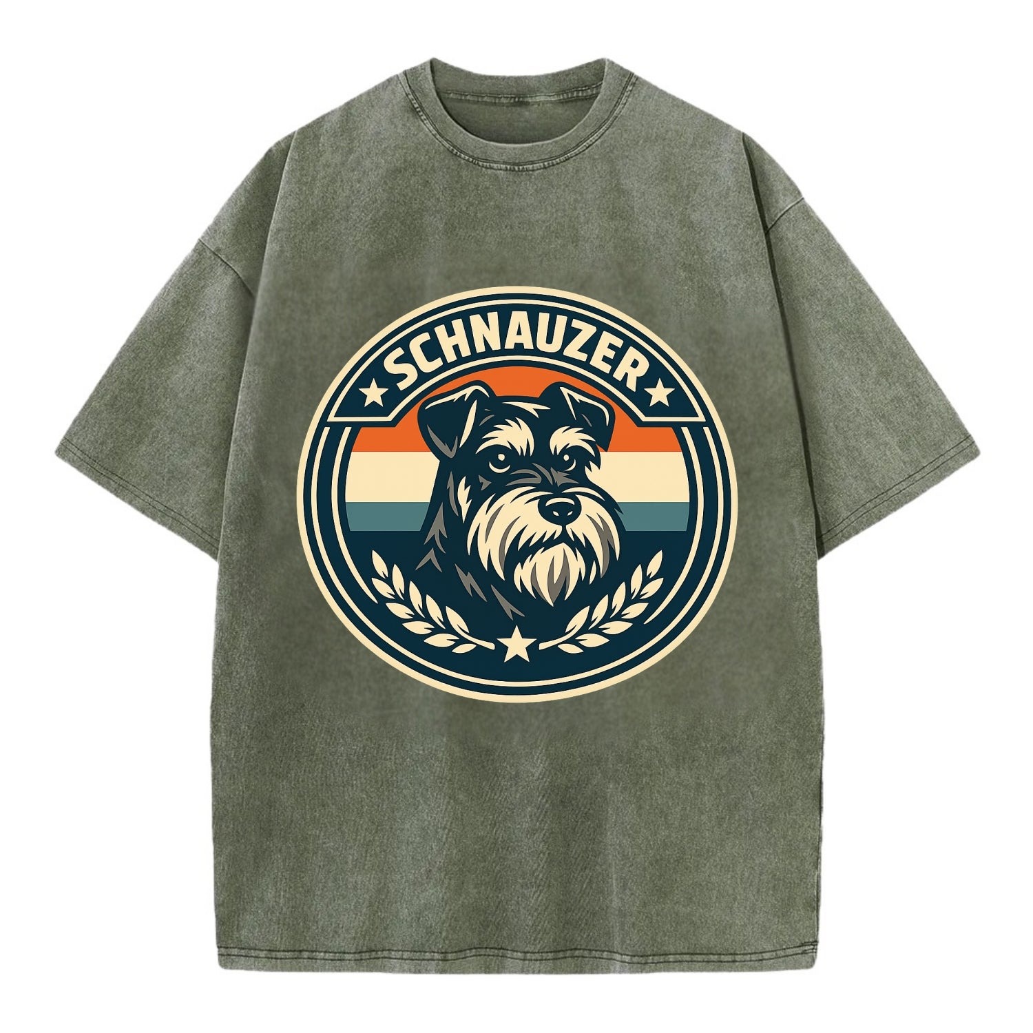 Noble Schnauzer Emblem - Vintage T-shirt - Army Green