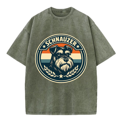 Noble Schnauzer Emblem - Vintage T-shirt - Army Green
