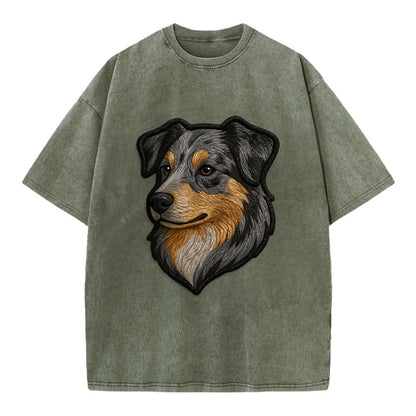 Australian Shepherd - Modern merle patte - Vintage T-shirt - Army Green