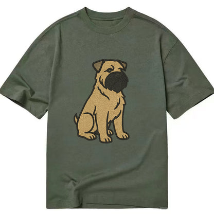 Bouvier des Flandres - Fawn rough coat embroidered design - Classic T-shirt - Army Green