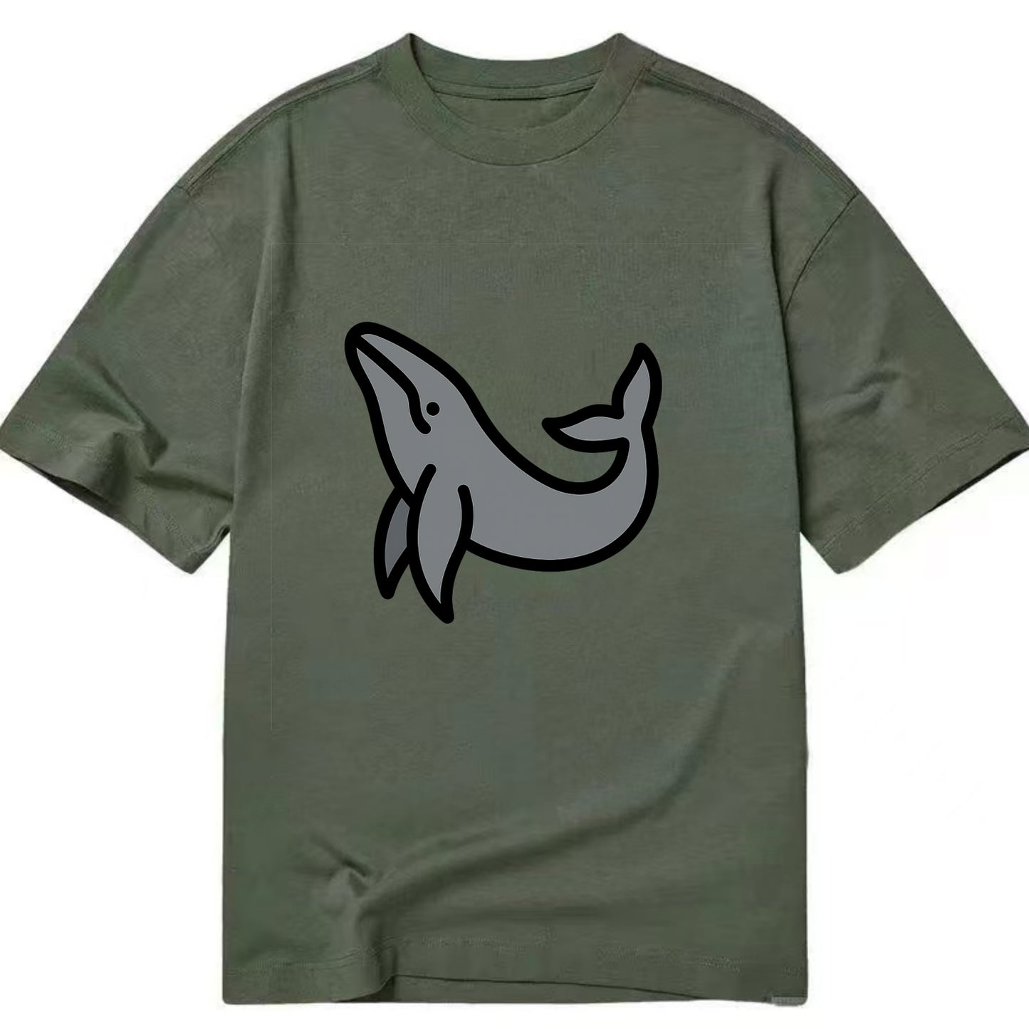 Humpback Whale - Gray breaching pose flat side profile - Classic T-shirt - Army Green