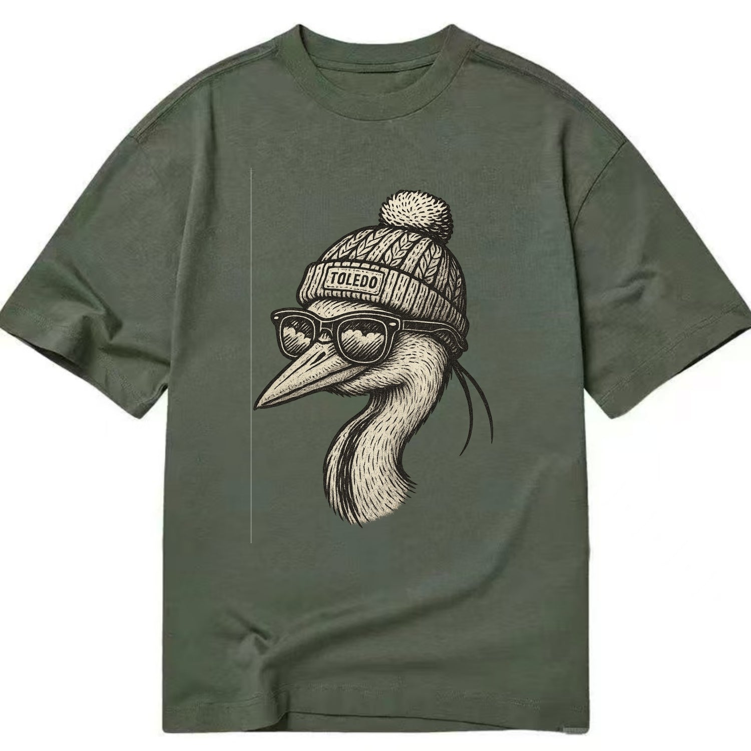 Toledo Great Blue Heron wearing Toledo b - Classic T-shirt - Army Green