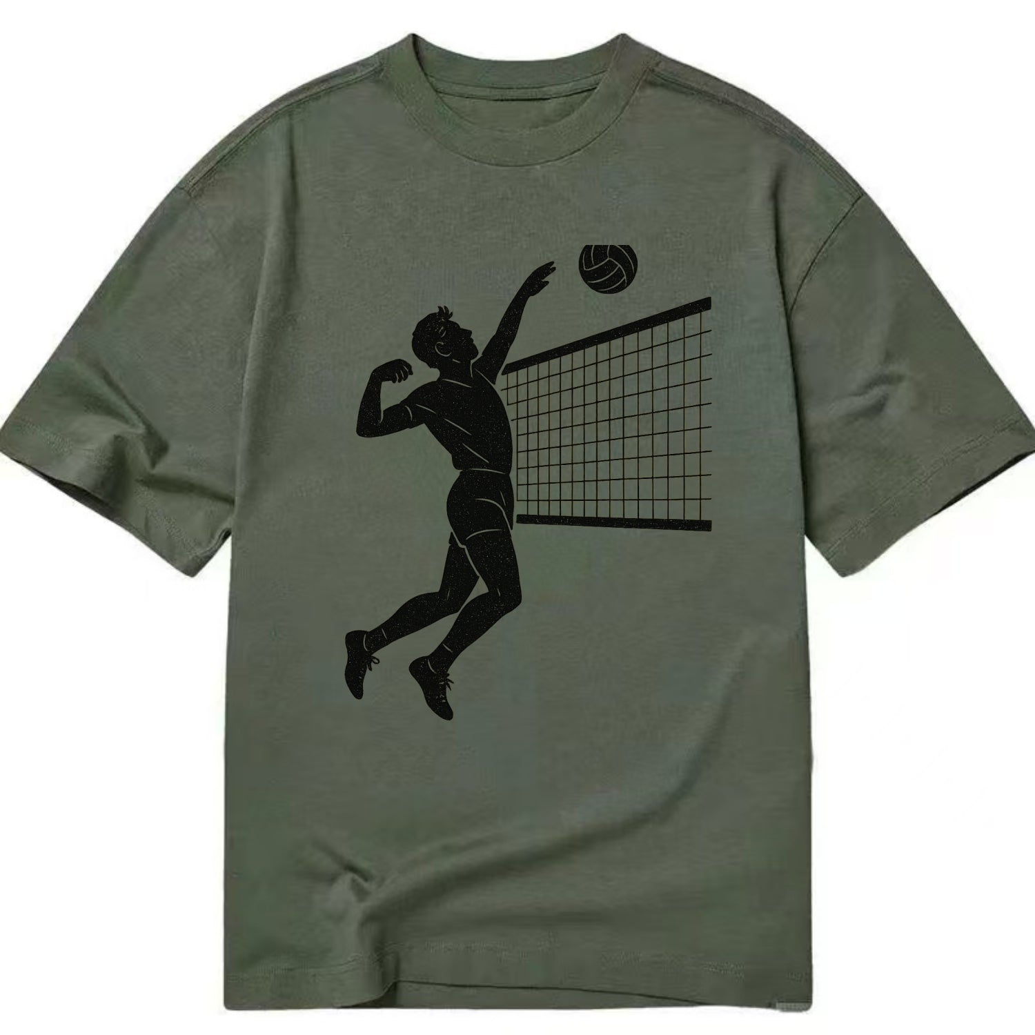 Volleyball player spiking at the net - Classic T-shirt - Army Green