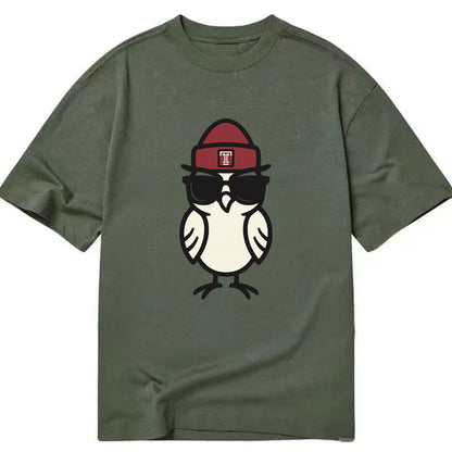 Philadelphia Owl wearing Temple beanie with T patch - Classic T-shirt - Army Green