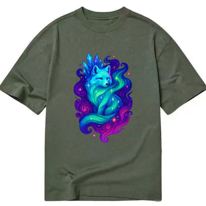 Ethereal arctic fox with fur that transforms into crystal formations, northern - Classic T-shirt - Army Green