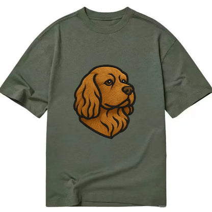 Sussex Spaniel - Golden liver embroidered low-set design - Classic T-shirt - Army Green