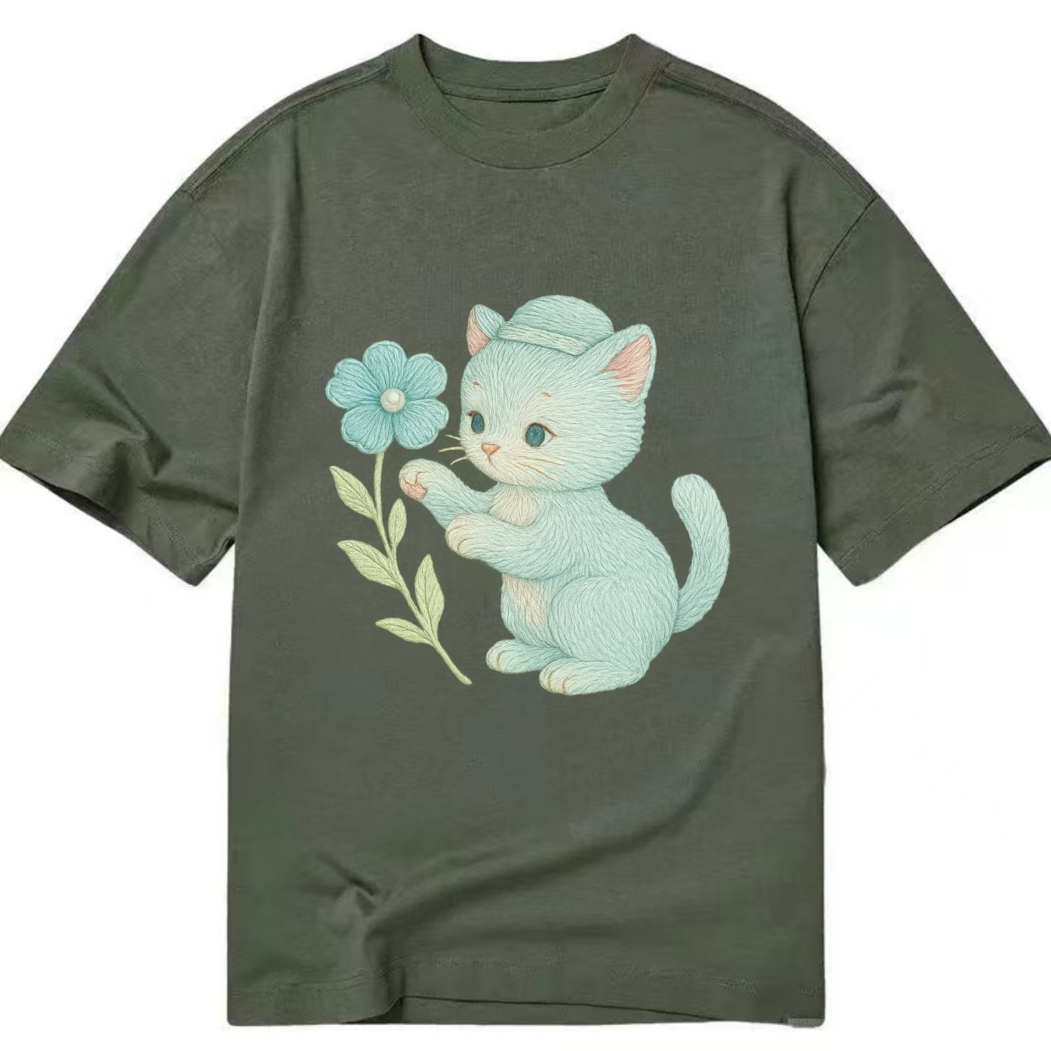 Aqua Kitten - Classic T-shirt - Army Green