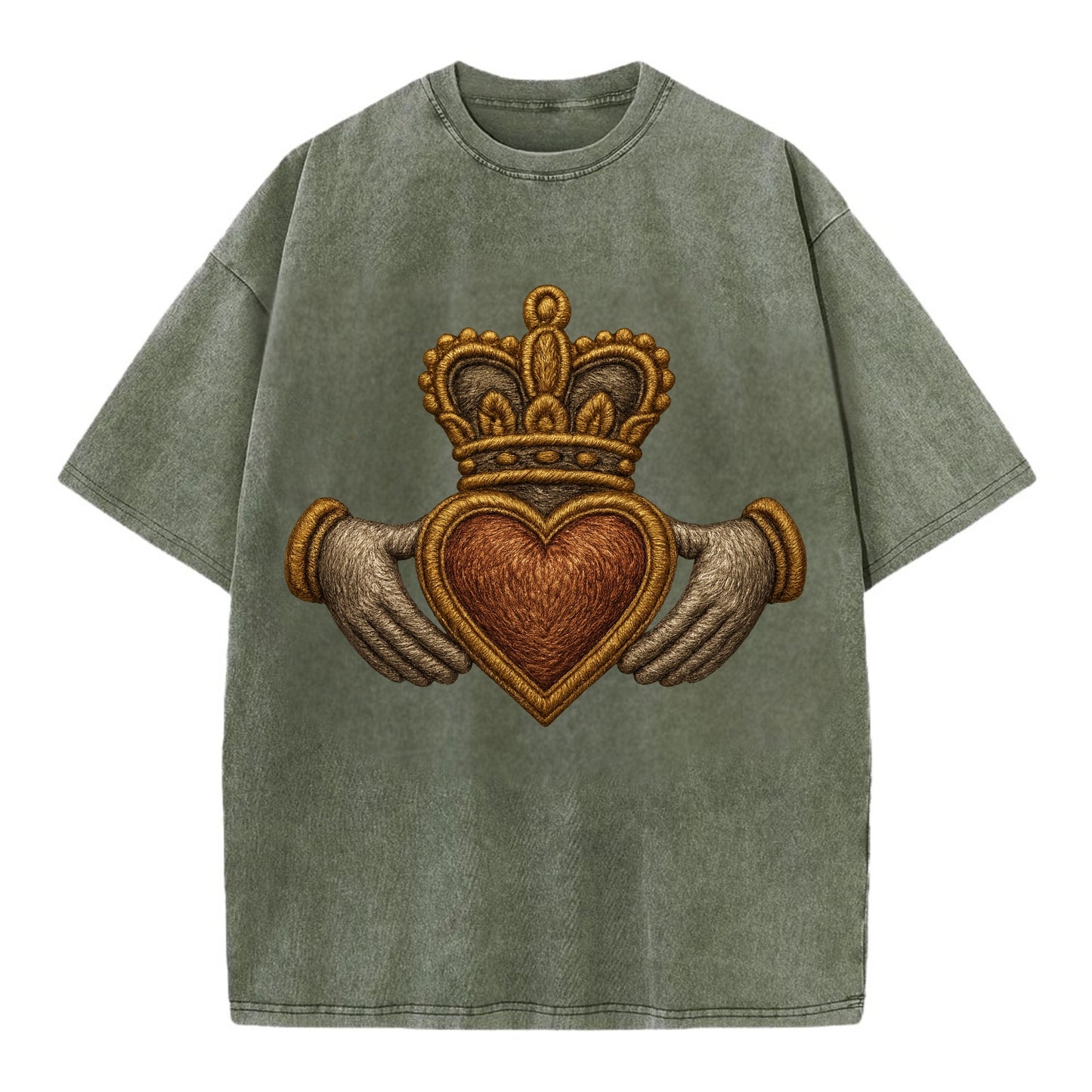 Claddagh  - Vintage T-shirt - Army Green