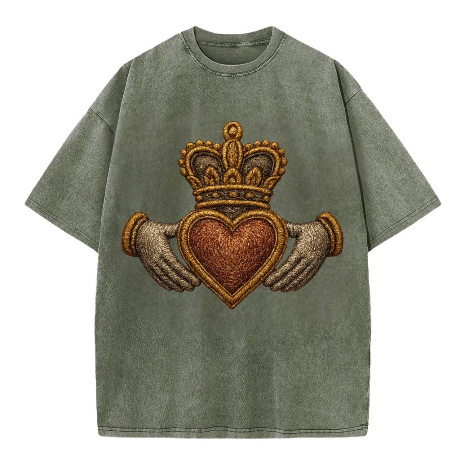 Claddagh  - Vintage T-shirt - Army Green