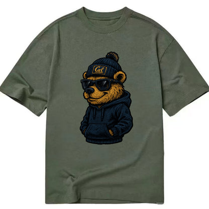 Berkeley Bear wearing Cal beanie with script patch - Classic T-shirt - Army Green