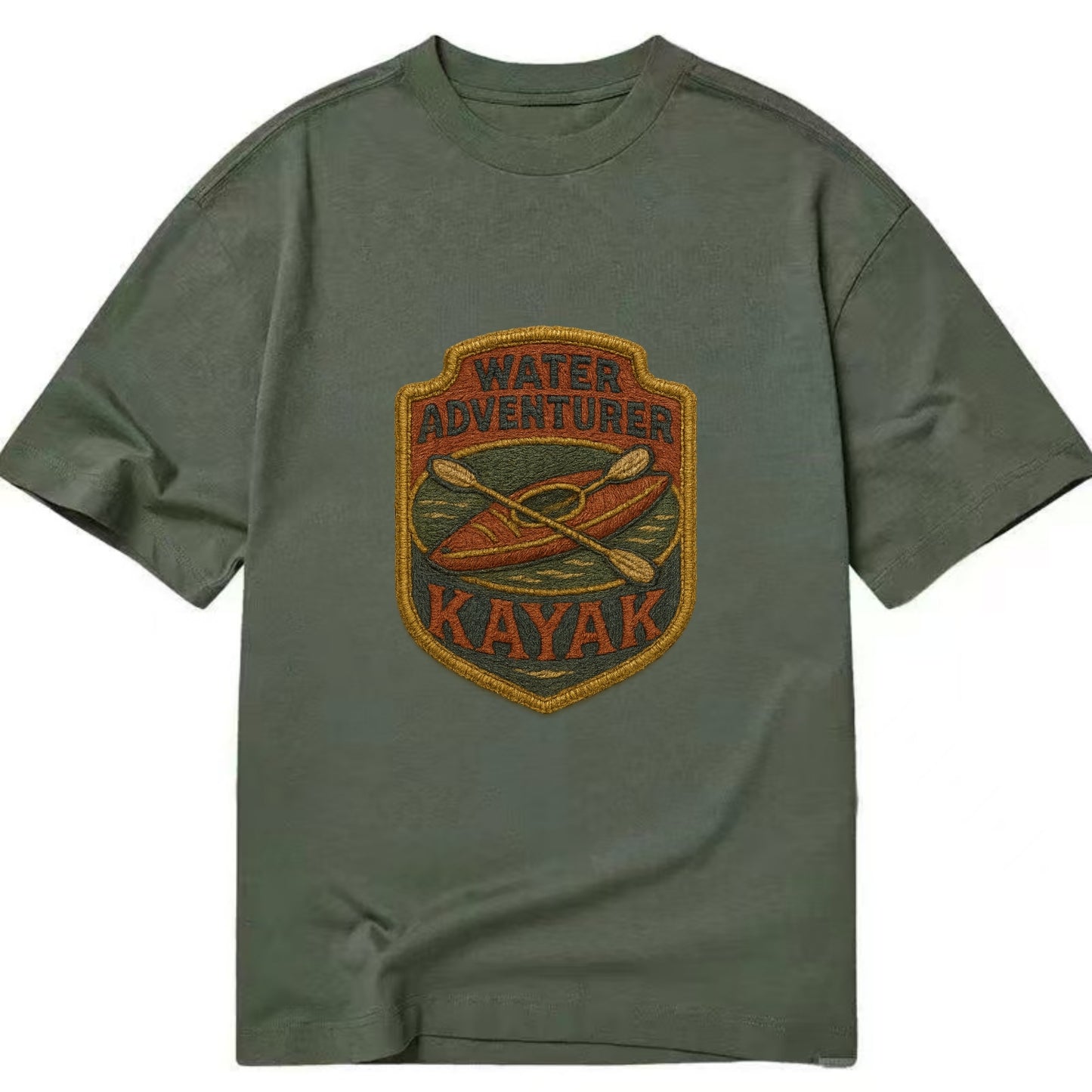 Kayak with paddle - water adventurer - Classic T-shirt - Army Green