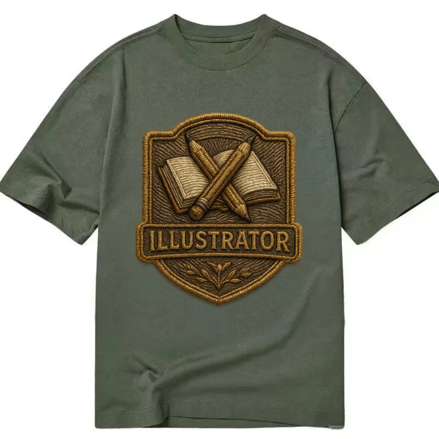 Pencils and sketchbook - illustrator badge - Classic T-shirt - Army Green