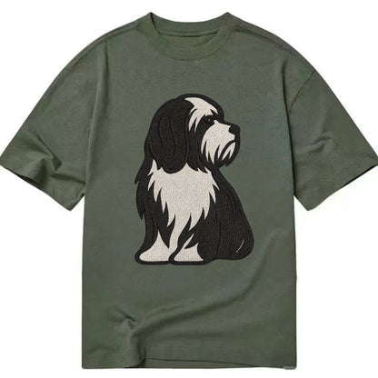 Tibetan Terrier - Black and white long c - Classic T-shirt - Army Green