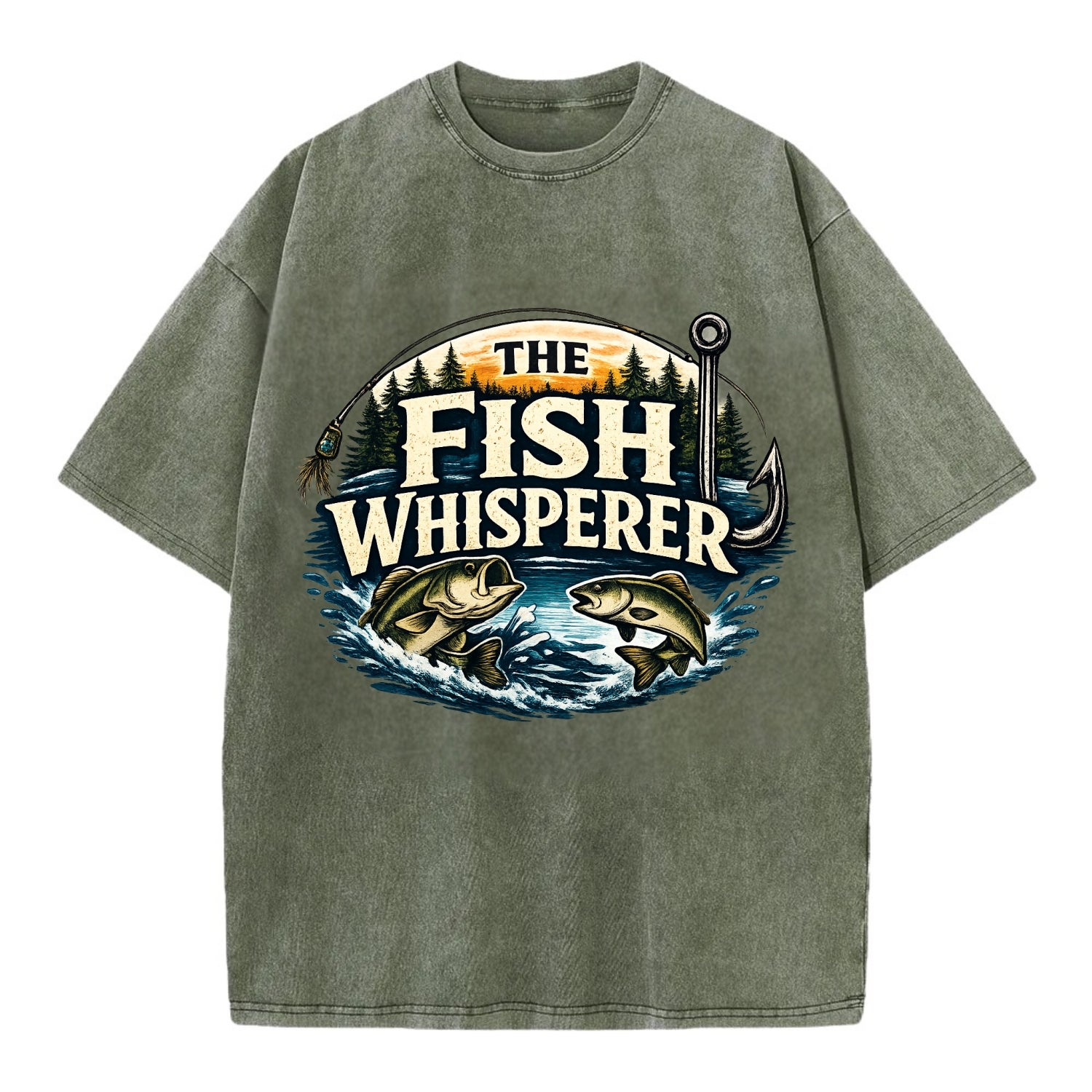 The Fish Whisperer - Vintage T-shirt - Army Green