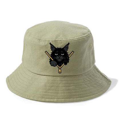 Black Maine Coon - Bucket Hat - Army Green