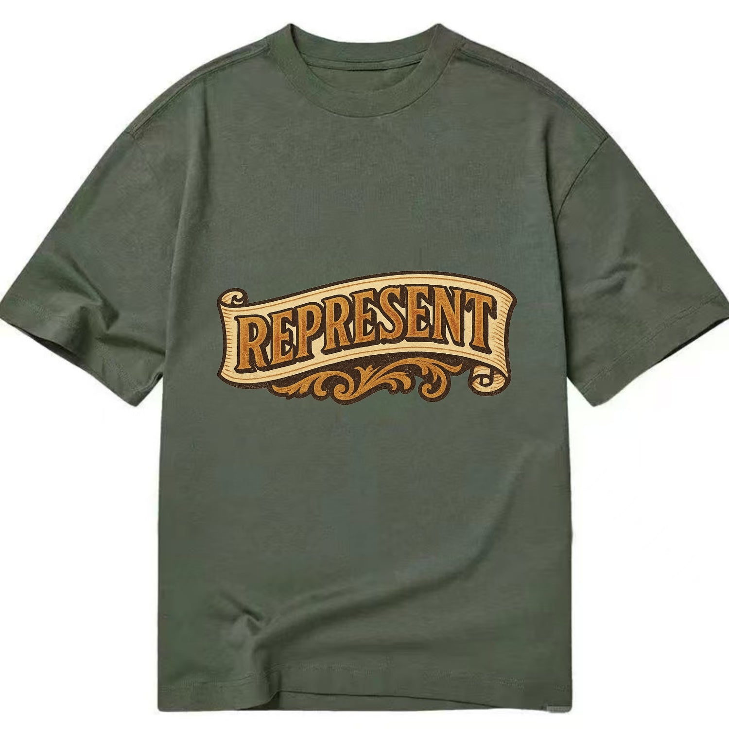 Bold typography design - "REPRESENT" - showing where you from - Classic T-shirt - Army Green