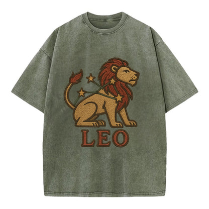 Leo Lion  - Vintage T-shirt - Army Green