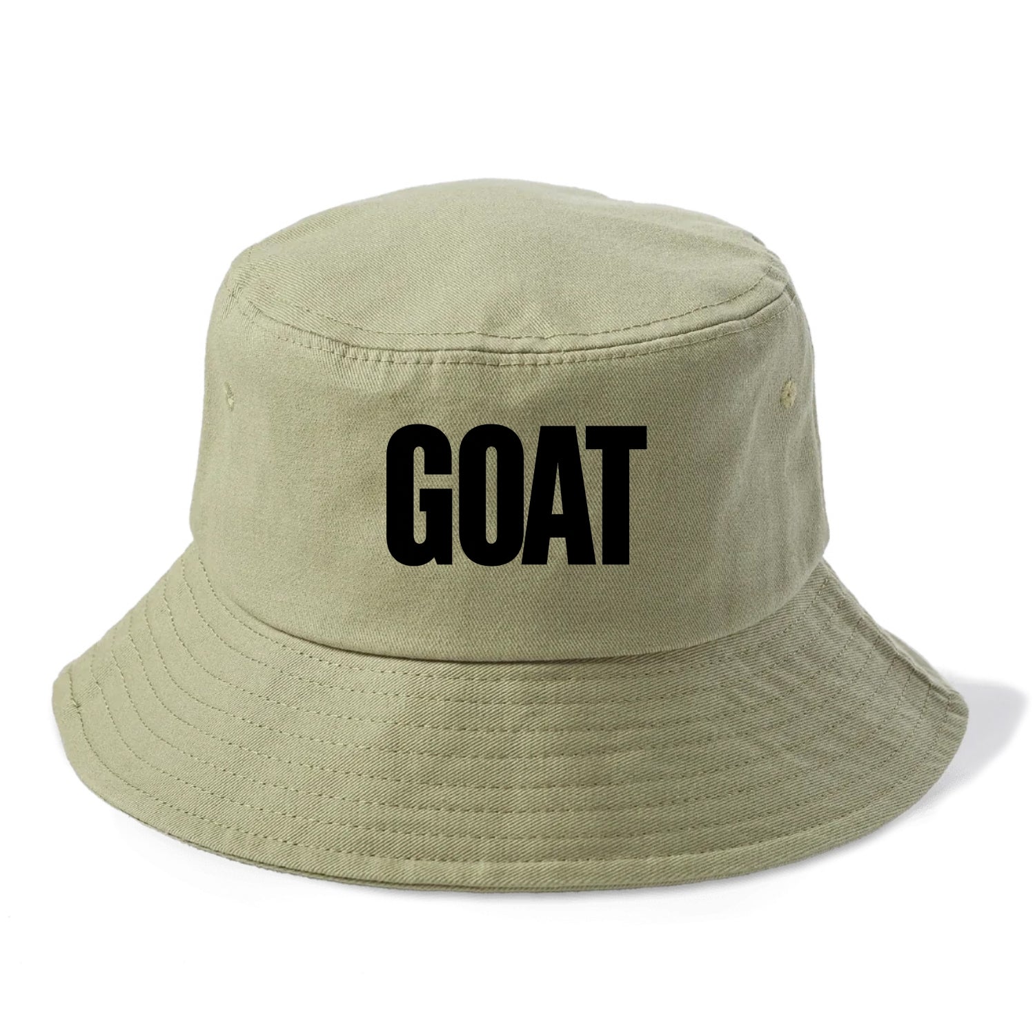 Bold typography design - "GOAT" - greatest of all time - Bucket Hat - Army Green