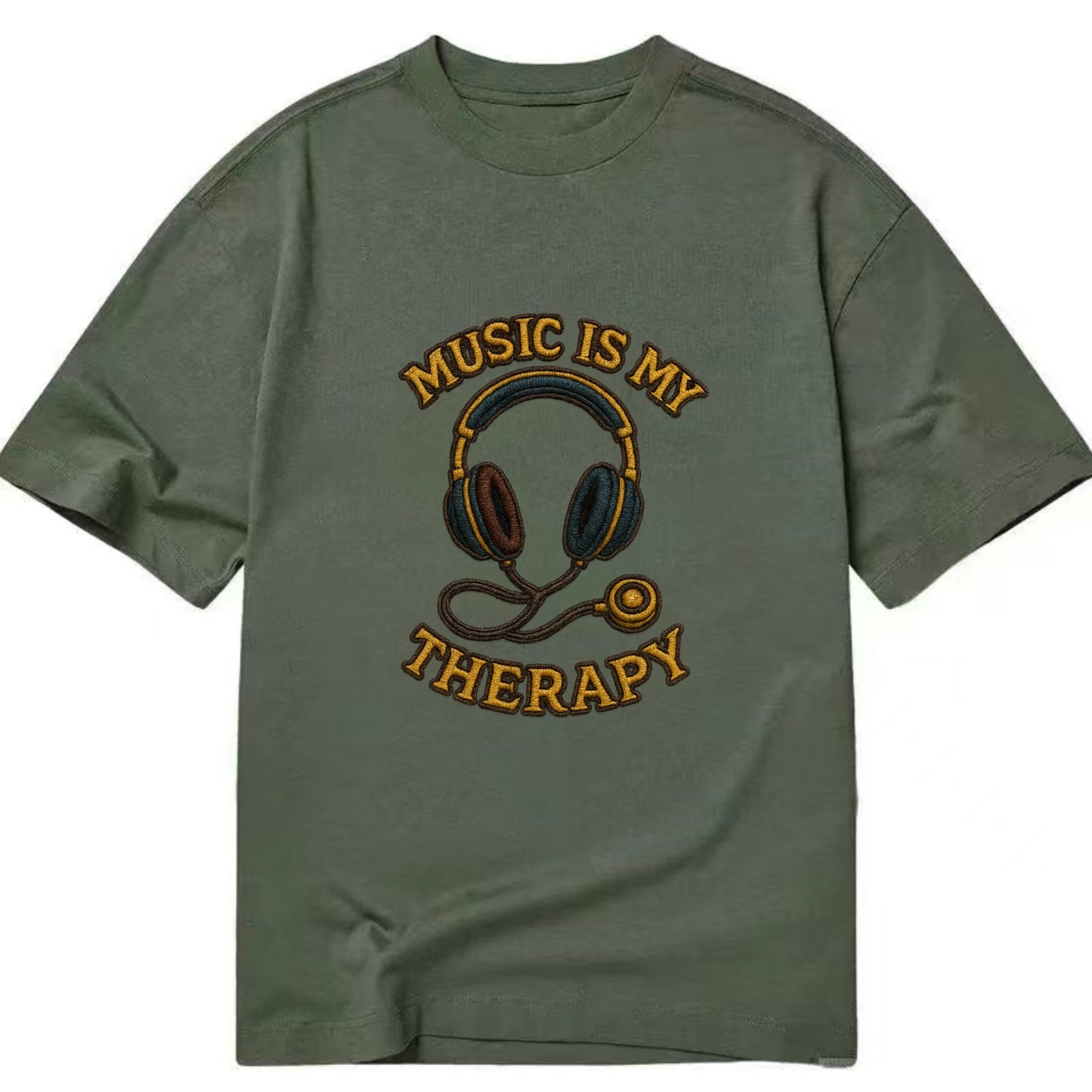 Music Is My Therapy  - Classic T-shirt - Army Green