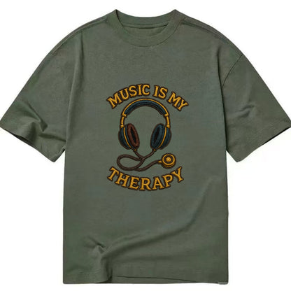 Music Is My Therapy  - Classic T-shirt - Army Green