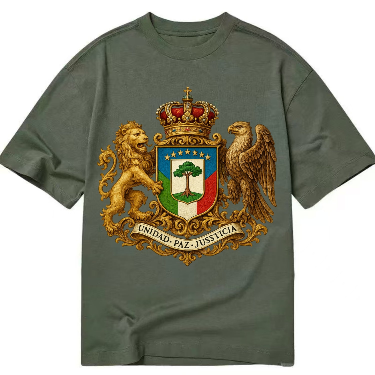 Equatorial Guinea Silk Cotton Tree Emblem - Classic T-shirt - Army Green